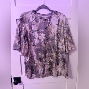 Casual Printed Tee - Neutral Leaf Camouflage